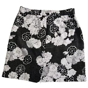 Van Heusen Floral Dot Black and White Cotton Pencil Skirt